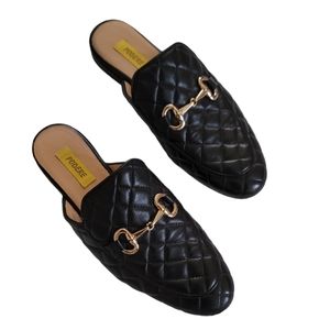Podere $399 Black Quilted Leather Mules 8